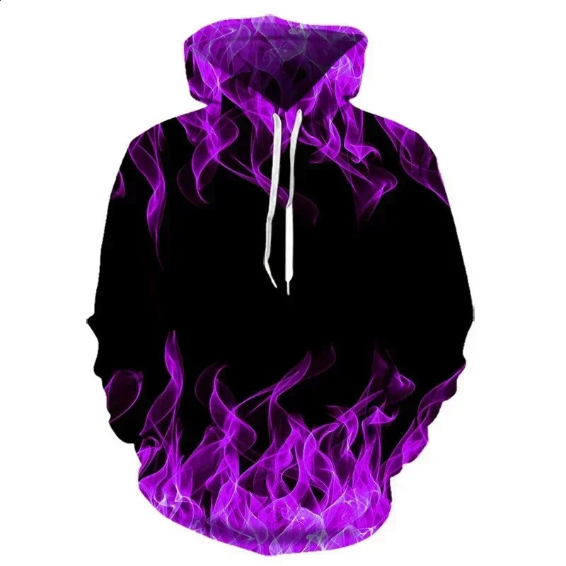 Autumn Funny Colorful Flame 3D Print Hoodies Men Women Fashion Casual Sweatshirts Oversized Hoodie Pullovers Tracksuit Clothing 240824