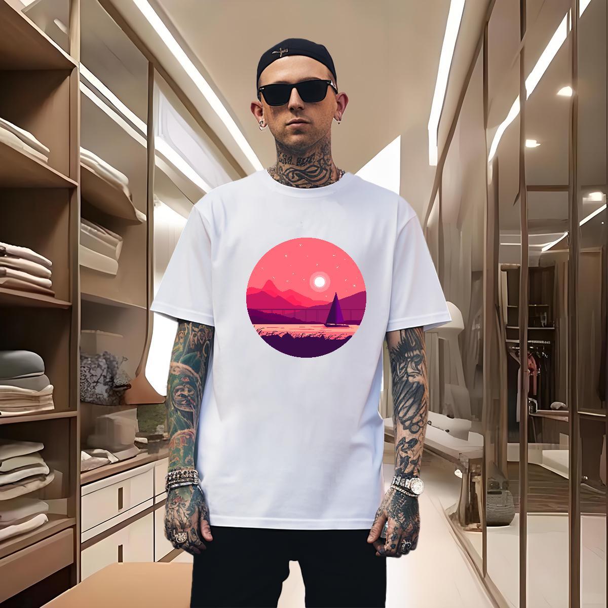 Soft Man T Shirts 230g 100% Cotton sky Home Outdoor Custom Printing Breathable Soft Men Clothes T-Shirt Classic Casual Wear