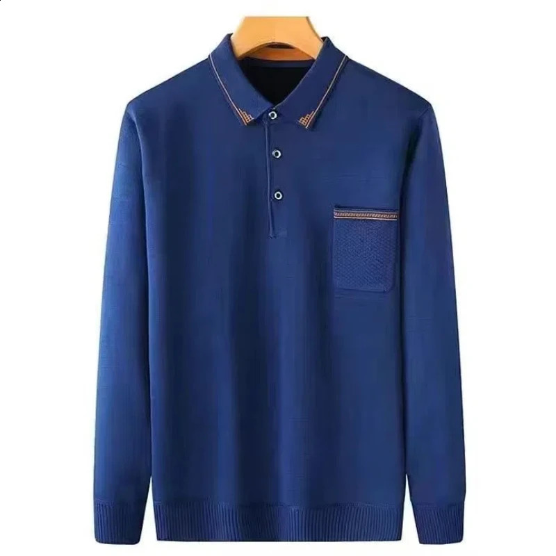 Spring Autumn Fashion Polo Neck Long Sleeve Mens Clothing Pullovers Loose Casual Ropa Hombre All Match Tees Solid Polo Shirts 240824