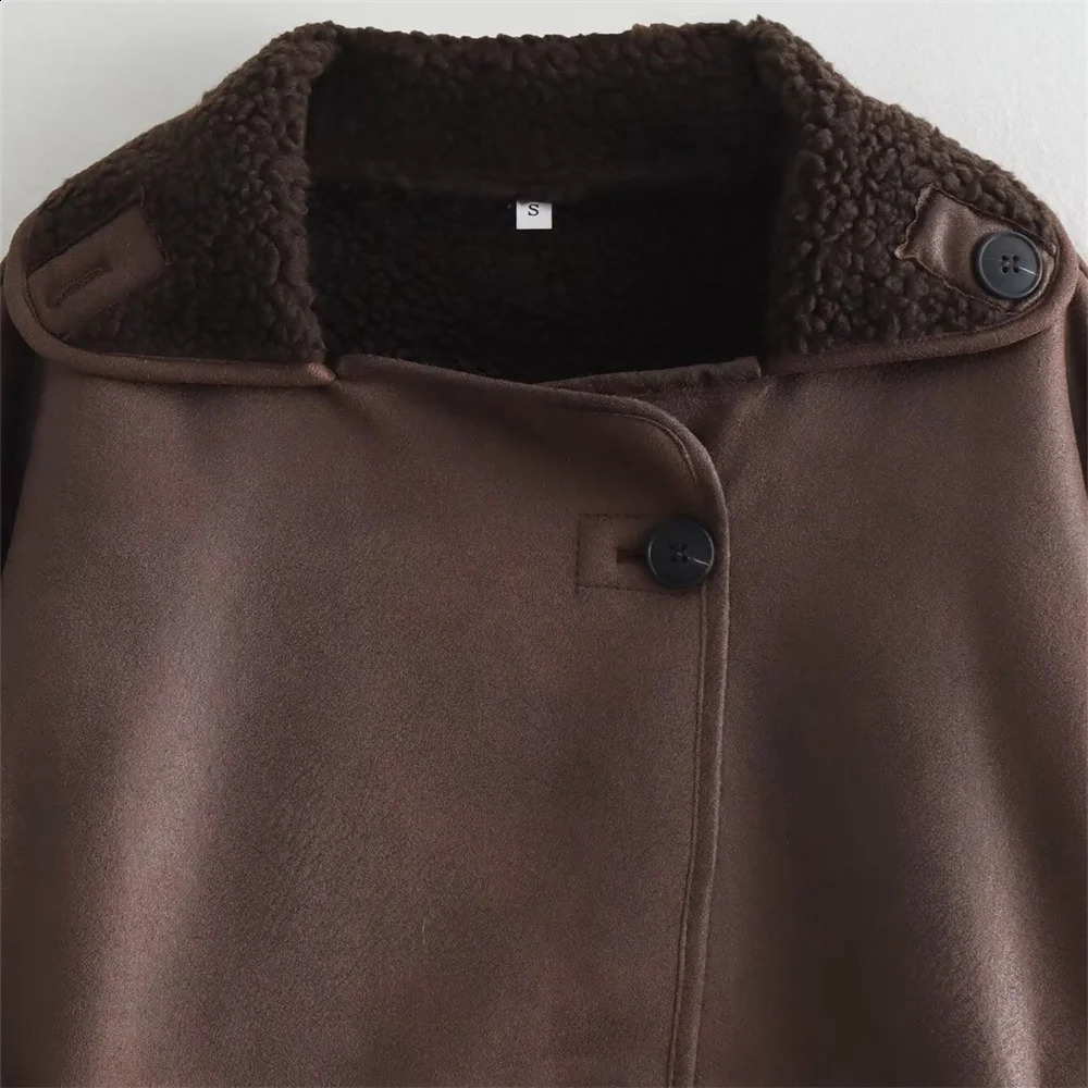 womens fur integrated loose thick doublesided jacket 240824