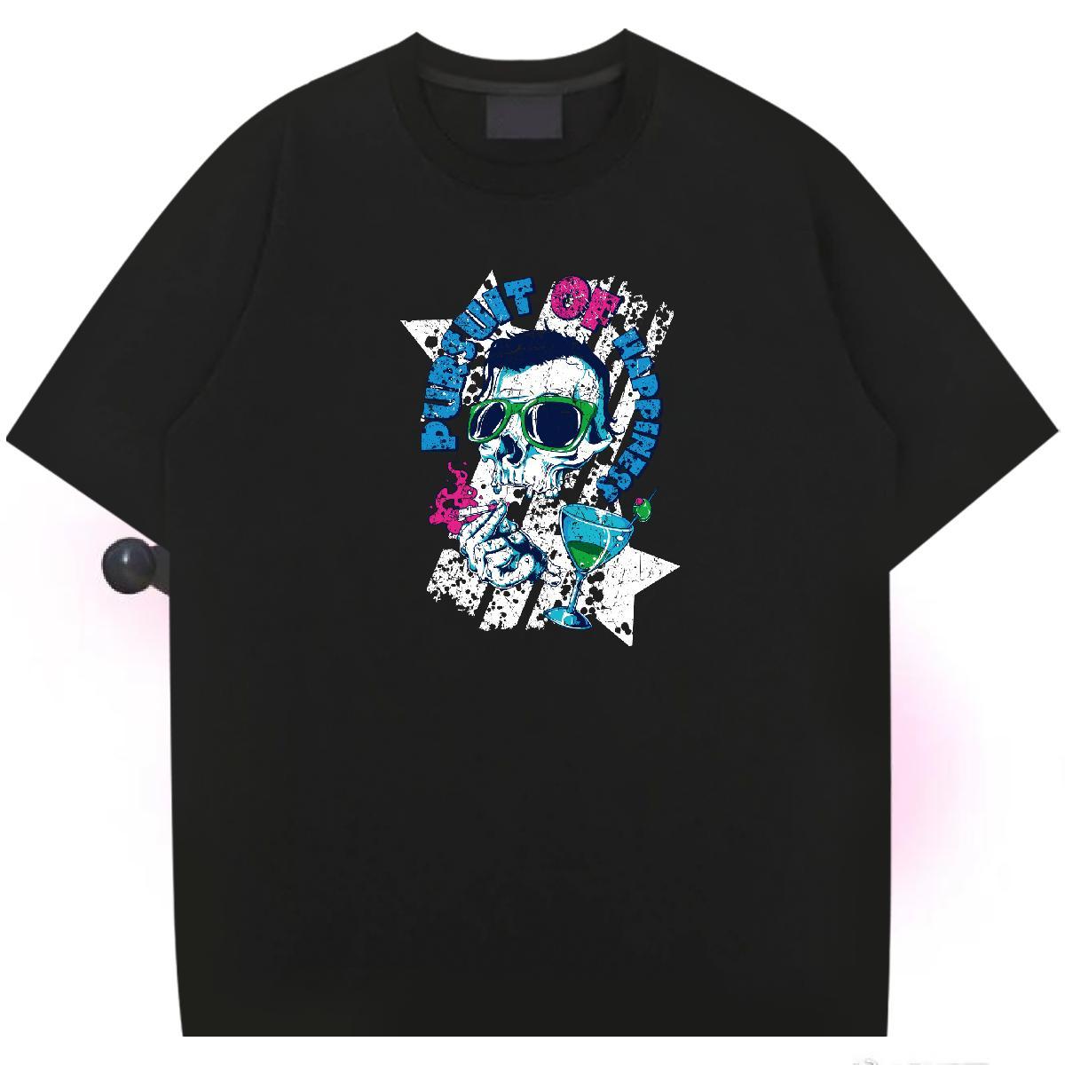 Unisex Mens T Shirts 230g 100% Cotton skull Casual DIY Printed Short Sleeve O-Neck Mens Tshirts Brand Tops