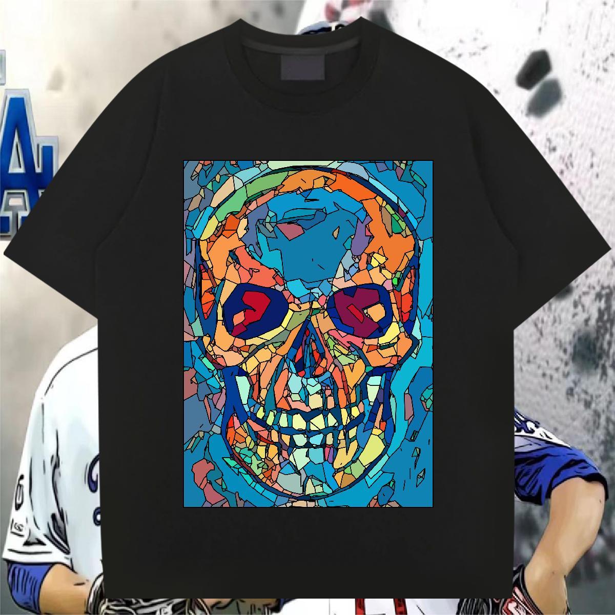 Loose Fit T shirt 230g Cotton skull Casual Daily Wear Plus Size Cartoon Crew Neck Breathable Tshirt for Man Woman Brand Tees