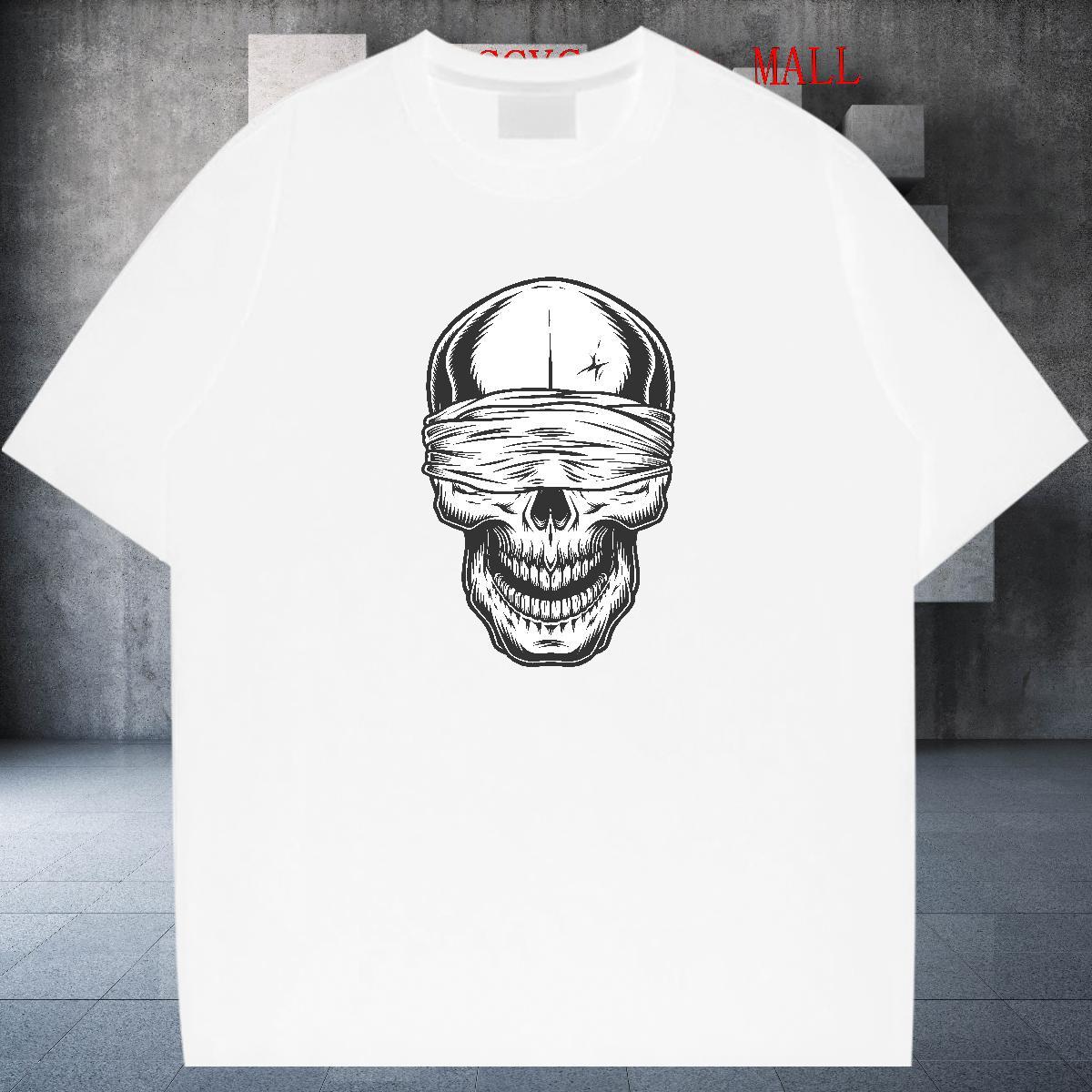 Unisex Mens T Shirts 230g 100% Cotton skull High Street Hip Hop Custom Cartoon Crew Neck Men Clothes T-Shirt DIY Customized Tee Shirt