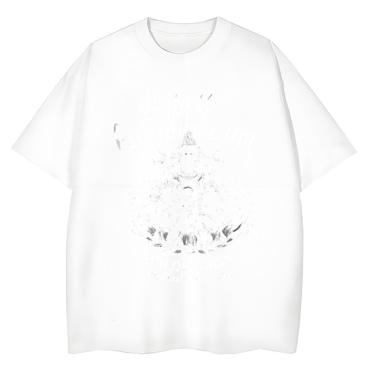 Loose fit Womens Tshirts 100% Cotton 230g scare Hip Hop Street T-Shirts for Women Round Neck Short Sleeve DIY Logo Tee Shirt