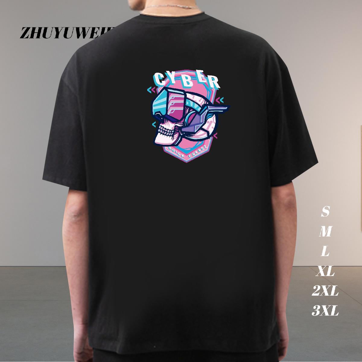 Brand T-Shirts 100% Cotton 230g skull Outdoor Cartoon Print Breathable Soft Men Clothes T-Shirt Custom Tops