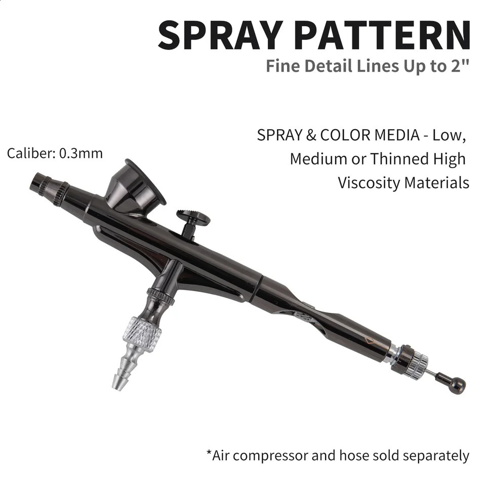 Double acting gravity spray gun 0.m needle kit used for makeup nail art painting models cake decoration shoe tattoos and crafts 240823