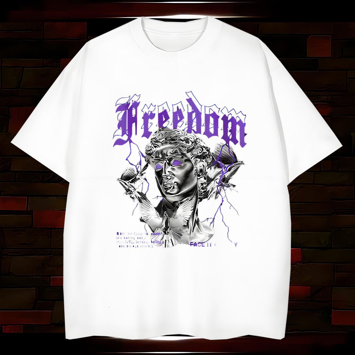 Unisex Man T Shirts 230g Cotton portrait Hip Hop Street Cartoon Print Short Sleeve Soft Men Tshirts Classic Tops Shirt