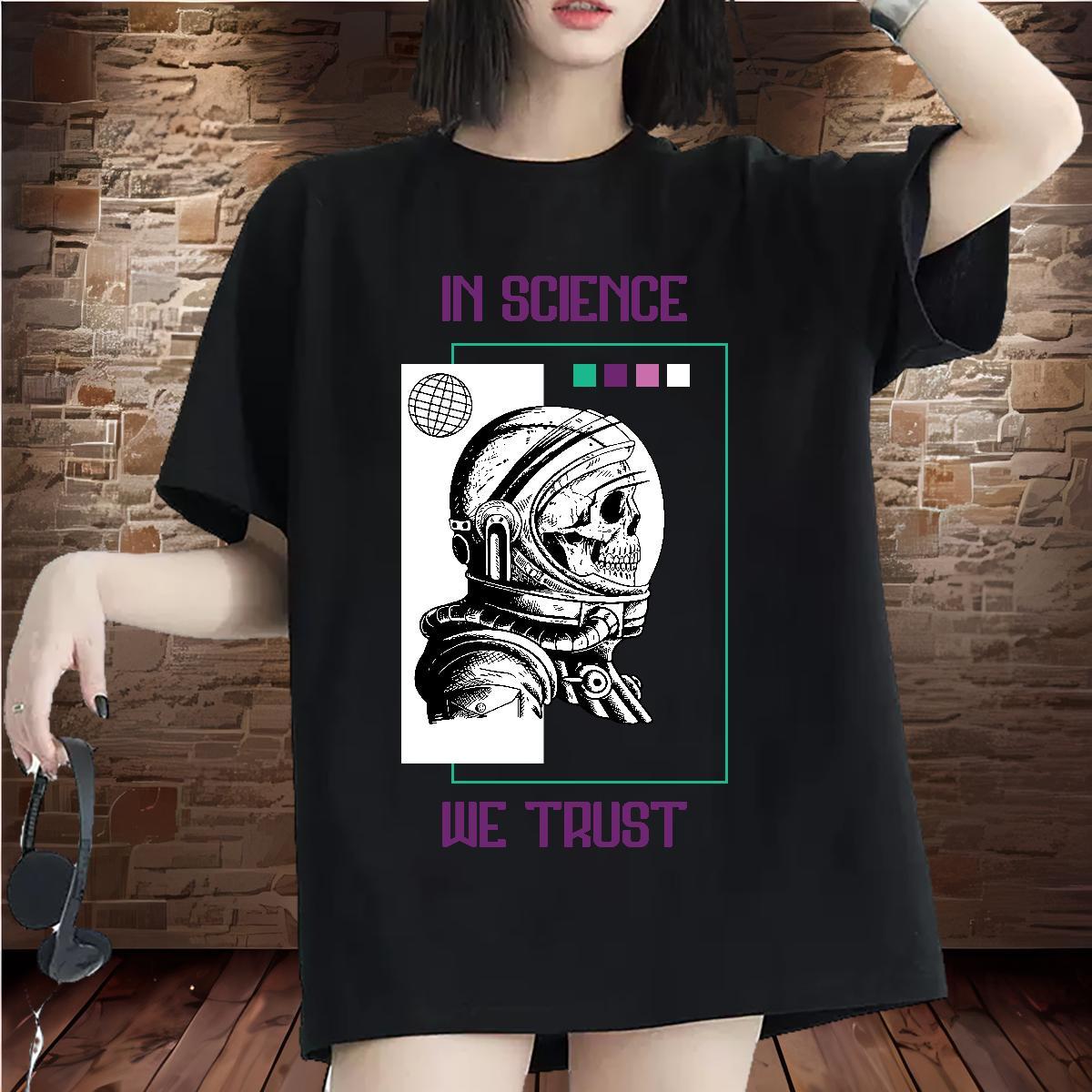 Free Shipping Womens Tshirts 230g Pure Cotton planet Street Casual T Shirts Women Short Sleeve O-Neck Black White Top Shirts