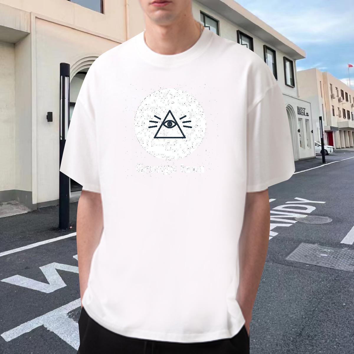 Comfortable T-Shirts for Men 230g Pure Cotton eye of the devil Street Oversized 4XL Short Sleeve O-Neck Tshirts Free Shipping Top Tees