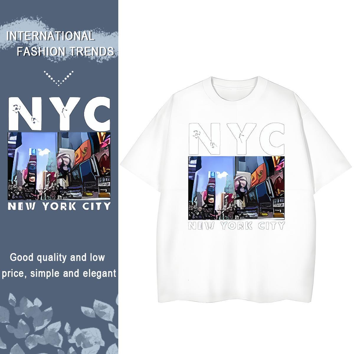 Loose fit Unisex Tshirts 100% Cotton 230g New York Daily Outfit T-Shirts for Women O-Neck Short Sleeve Black Oversized Clothings
