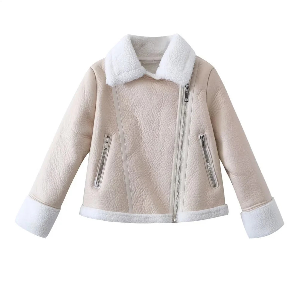 UNIZERA AutumnWinter Womens Clothing Fashion Casual Edition Polo Neck Fur Integrated Jacket Coat 240824