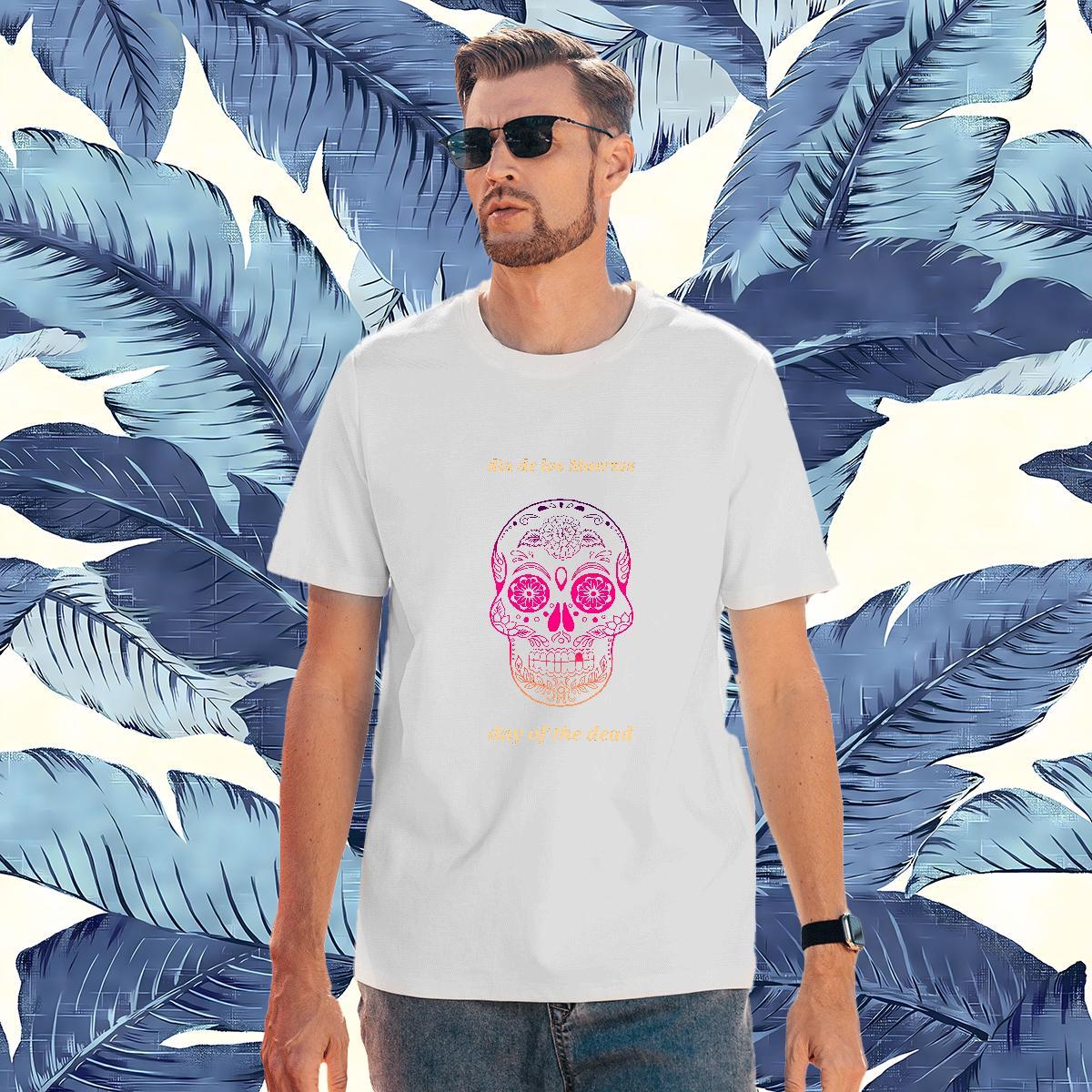 High Quality Mens T Shirts 230g 100% Cotton skull Home Outdoor Custom Print Oversized Breathable Crew Neck Couples T Shirts DIY Tops