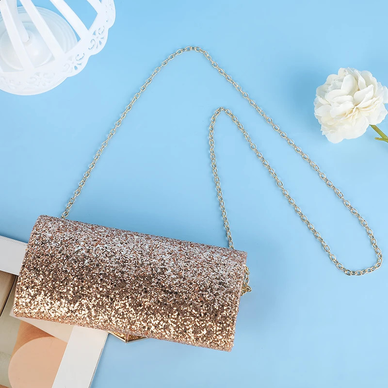 Stylish Evening Party Bag Sequin Clutch Elegant Chain Wedding Crossbody For Women Envelope Handbag 240824Z