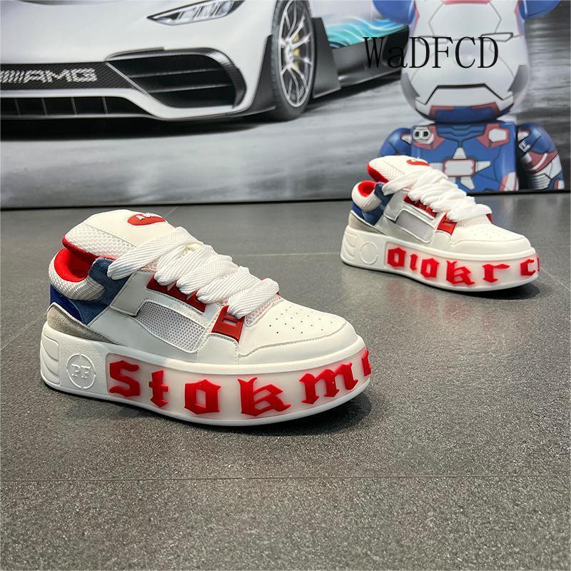 Sneakers Casual Men Designer White Fashion Microfiber Leather Fabric Breathable Height Increased Flat Platform Board Shoes