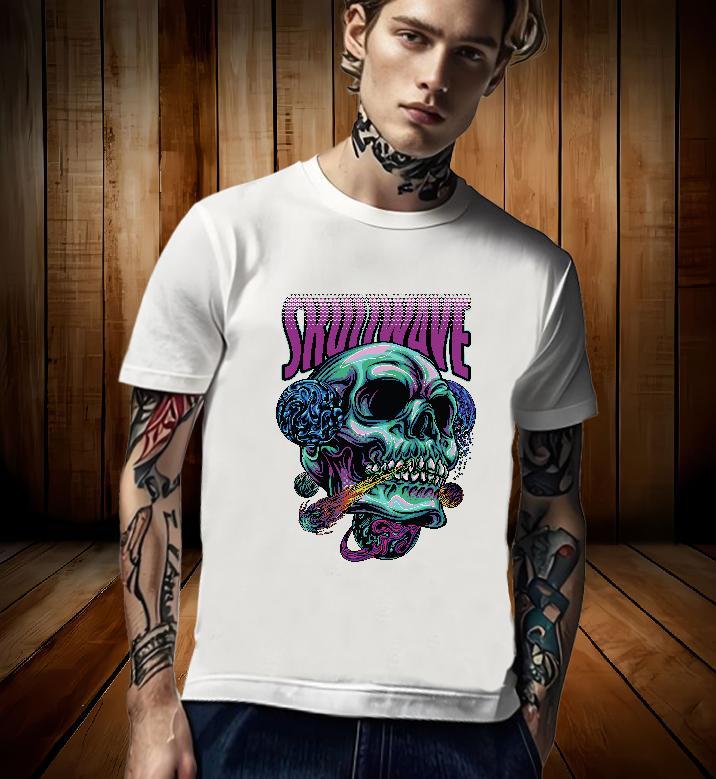 High Quality T Shirts Men 230g Pure Cotton skull Spring Summer DIY Breathable Soft Men Tees 2024 Clothes