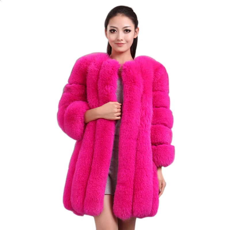 HJQJLS Winter Womens Long Artificial Fur Coat Camouflage Thick Warm Fluffy Leather Jacket 240824