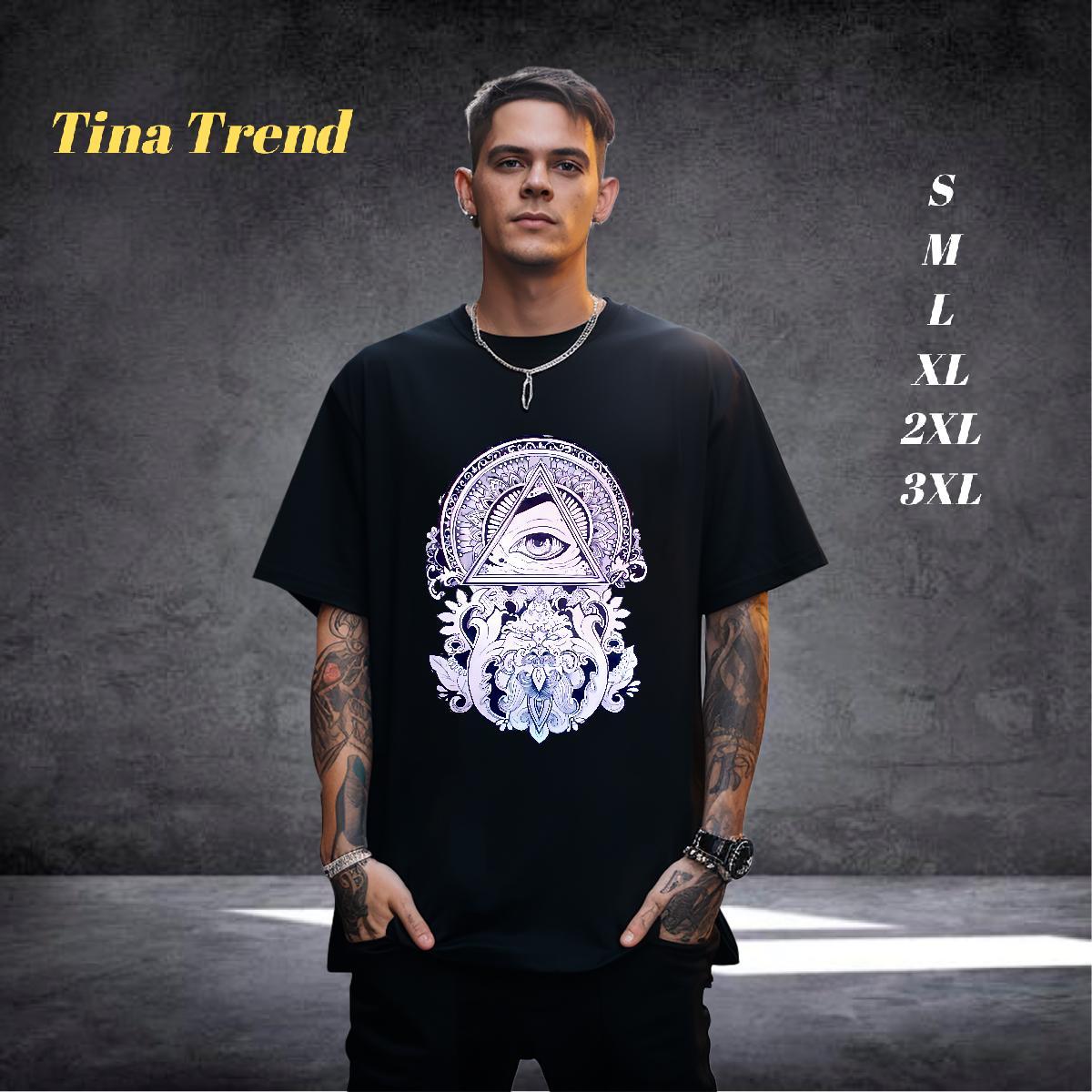 Soft T Shirt For Man 230g Cotton eye of the devil Casual White Plus Size Breathable Crew Neck Men Tops Tees Fashion Casual Clothings