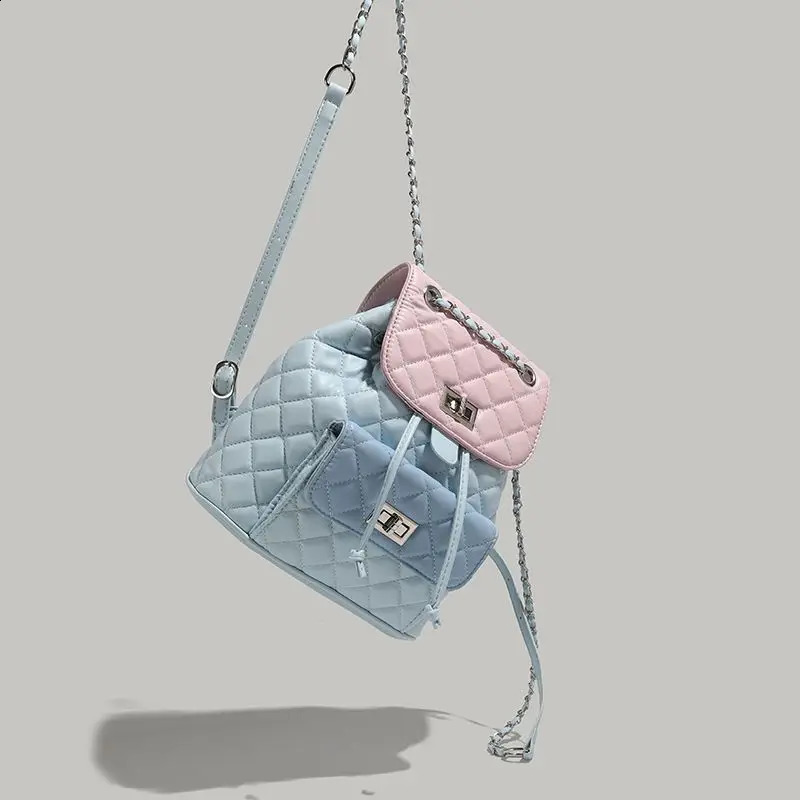 Advanced Sense Student Bag Fashion Small Backpackk Lingge Chain Bags Lady Backpack Leisure Backpacks Trend Travel Bag 240824