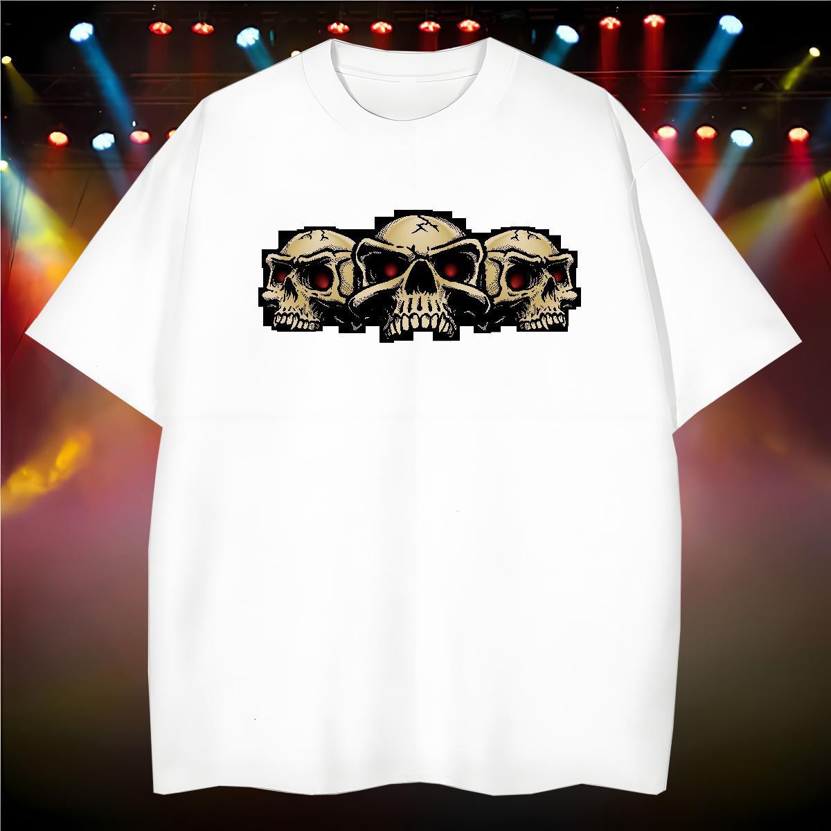 Loose Fit T-Shirts for Men 230g Pure Cotton skull Street Wear Custom Big Size Breathable Short Sleeve Men Clothes T-Shirt Classic Tshirts