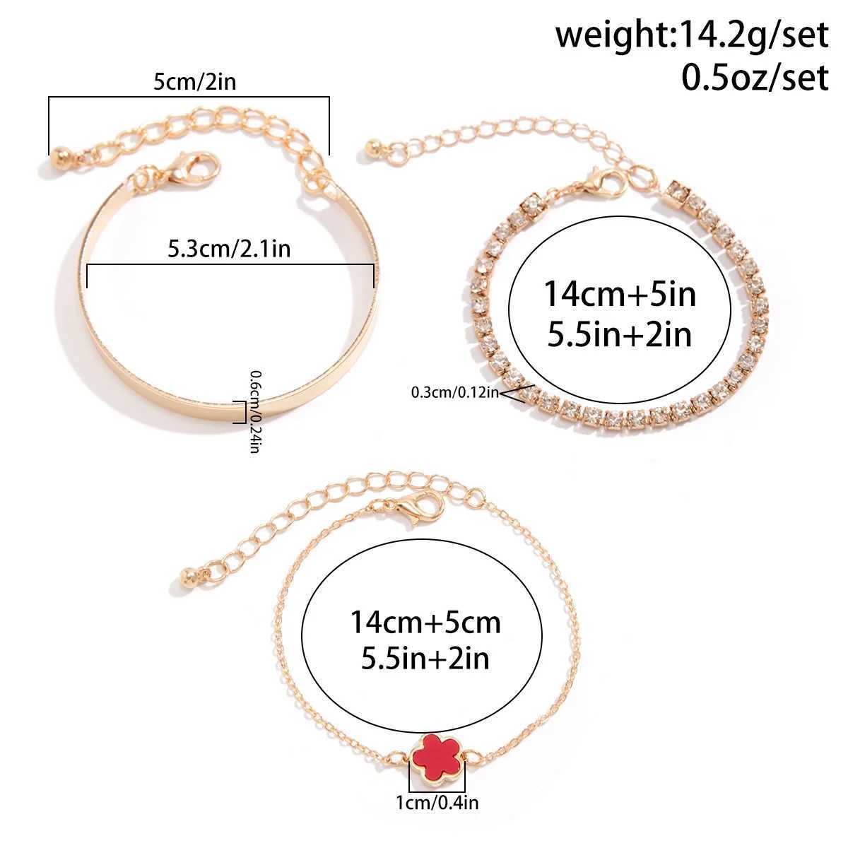 Geetric Smooth Rhinestone Chain Five Leaf Grass Flower Adjustable Bracelets for Wen Fashion Jewelry Minimalist Accessories X250129