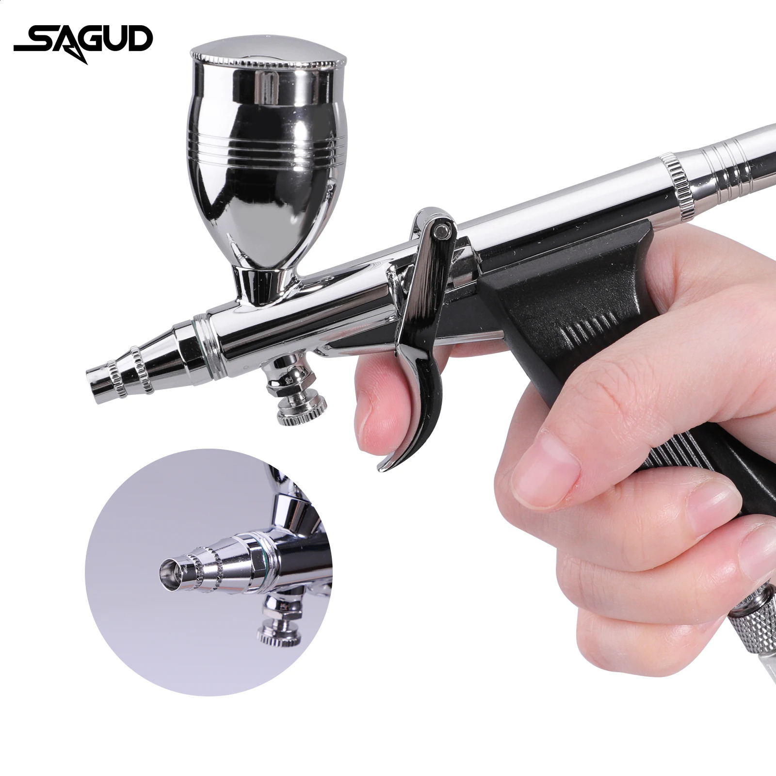 Double acting spray gun kit with 0.m air spray gun cleaning needle accessory used for spray gun cake nail tattoo painting makeup 240823