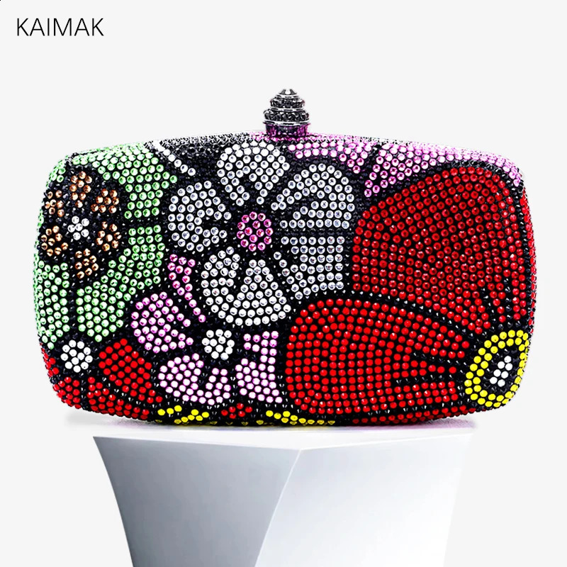 fashion Diamond Dinner bag Wedding Banquet Party Hand Christmas Valentine Ladies Multicolored flower even 240824Z
