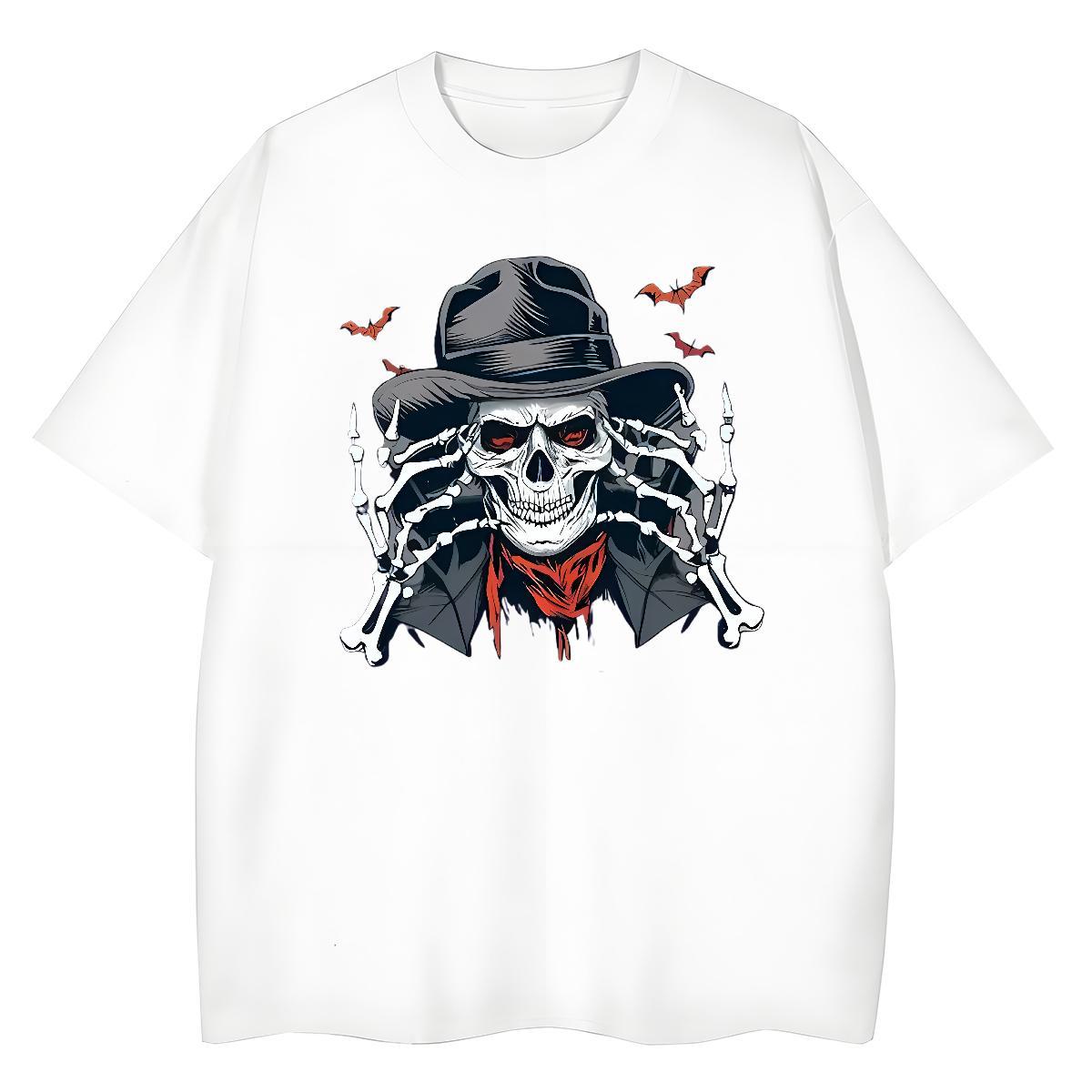 Designer T shirt 230g Cotton skull Hip Hop Customized Print Round Neck Short Sleeve Men Tops Tees Free Shipping Clothings