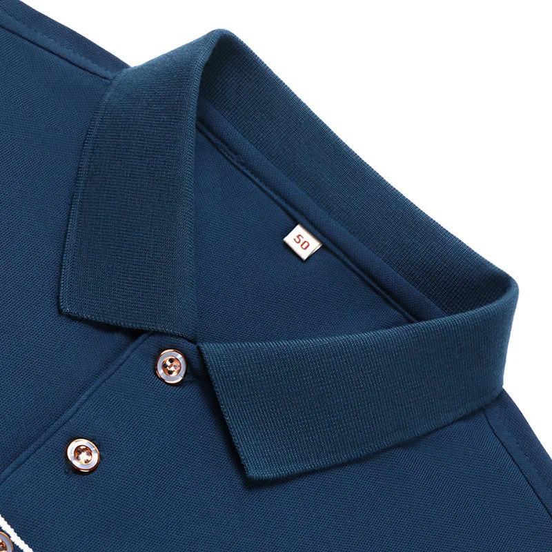 Autumn Cotton Polo Shirt Men Long Sleeve Striped Men Clothing Loose Fit Casual Golf Shirt Korean Business T-shirts 240824