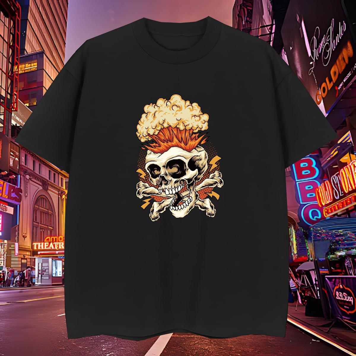 High Quality Men T Shirts 100% Cotton 230g skull Sports Casual DIY Anime Breathable Short Sleeve Men Clothes T-Shirt DIY Customized Tees Shirts