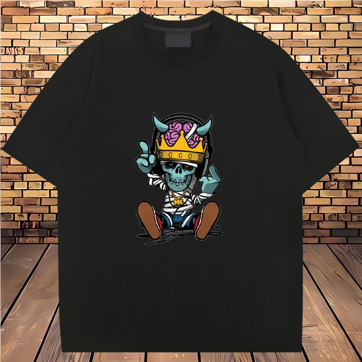 Cool Design Mens T Shirts 230g 100% Cotton skull Home Outdoor Graphic Crew Neck Breathable Couples T Shirts Fashion Casual Tees