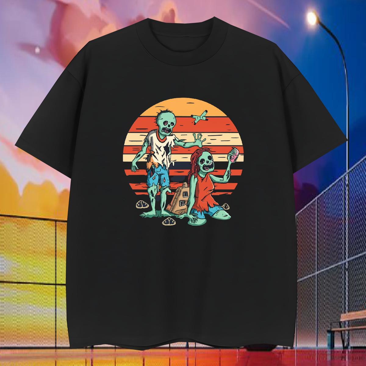 Free Shipping Mens T Shirts 230g 100% Cotton skull Street Floral Print Pure Cotton Men Tops Tees Custom Tee Shirt