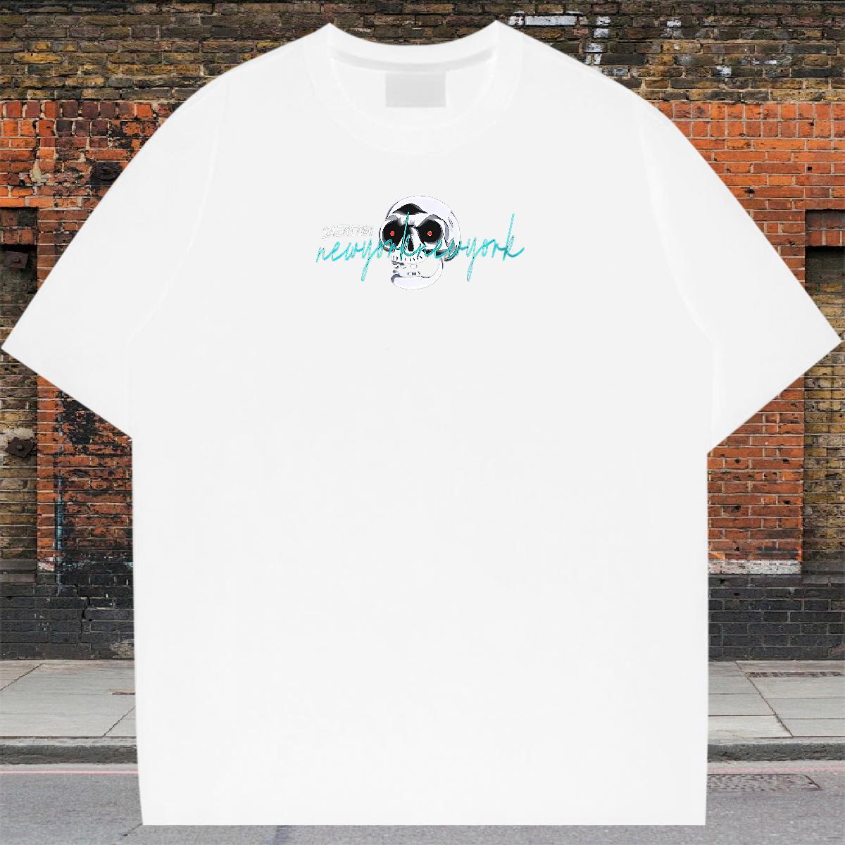 TOP Quality Men T Shirts 100% Cotton 230g skull Home Outdoor Custom Anime Breathable Short Sleeve Tshirt for Man Woman Classic Clothings