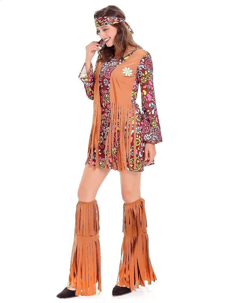 70s 60s hippie costume set 70s costume women disco dress role-playing set Halloween accessories 240824 - view 5
