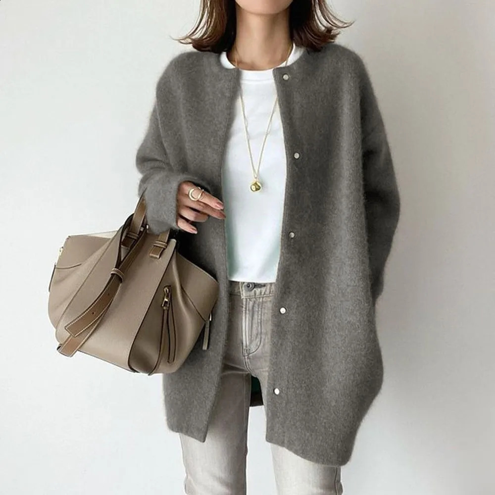 Vintage Japanese Knitted Cardigan Women Harajuku Oversize Sweater Jacket Korean Loose Casual Knitwear Tops Female Y2K Streetwear 240824