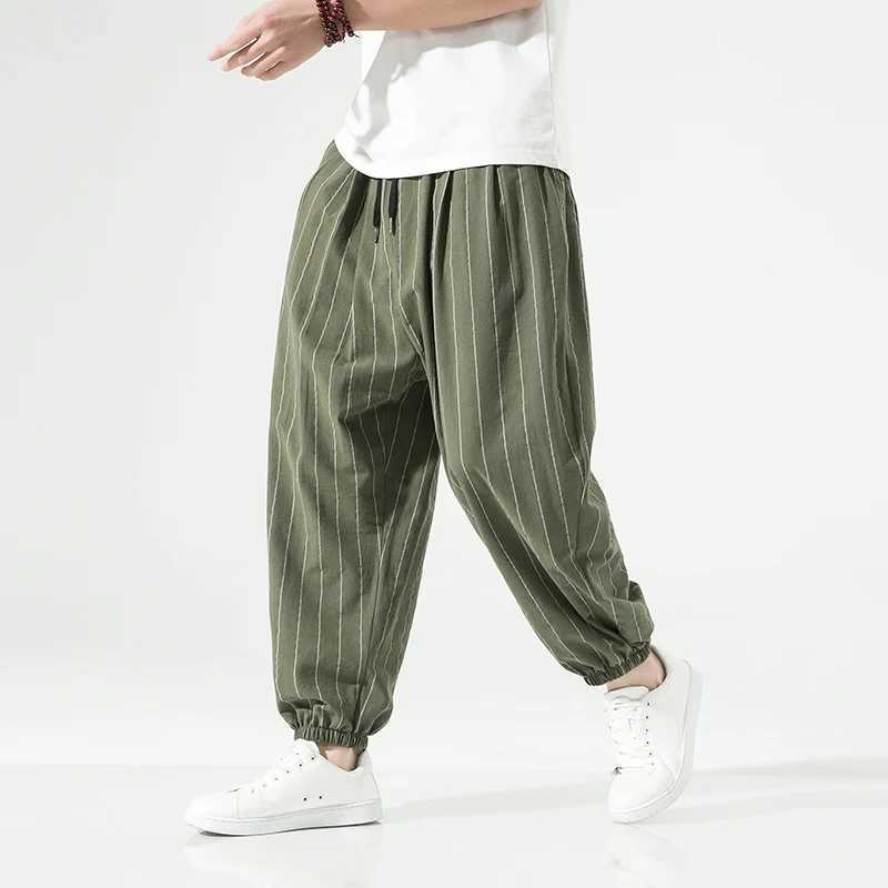 Sweatpants Spring Summer Harajuku Casual Mens Pants Cotton Striped Joggers Fashion Harem Baggy Pants For Man M240824