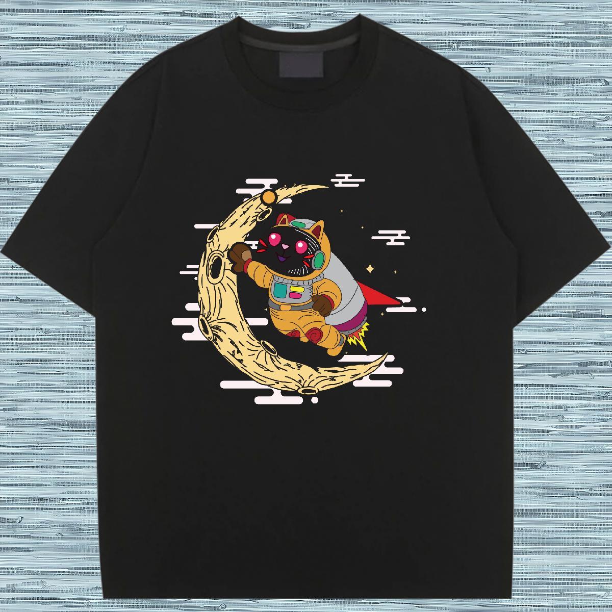 Wholesale Woman Tshirt 230g 100% Cotton universe Street Wear Women T Shirts Breathable Crew Neck Black Oversized Tops Tees