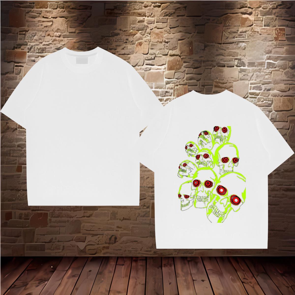 Unisex Mens T Shirts 230g Cotton skull Sport DIY O-Neck Short Sleeve Tshirt for Man Woman Designer Fashion Wear