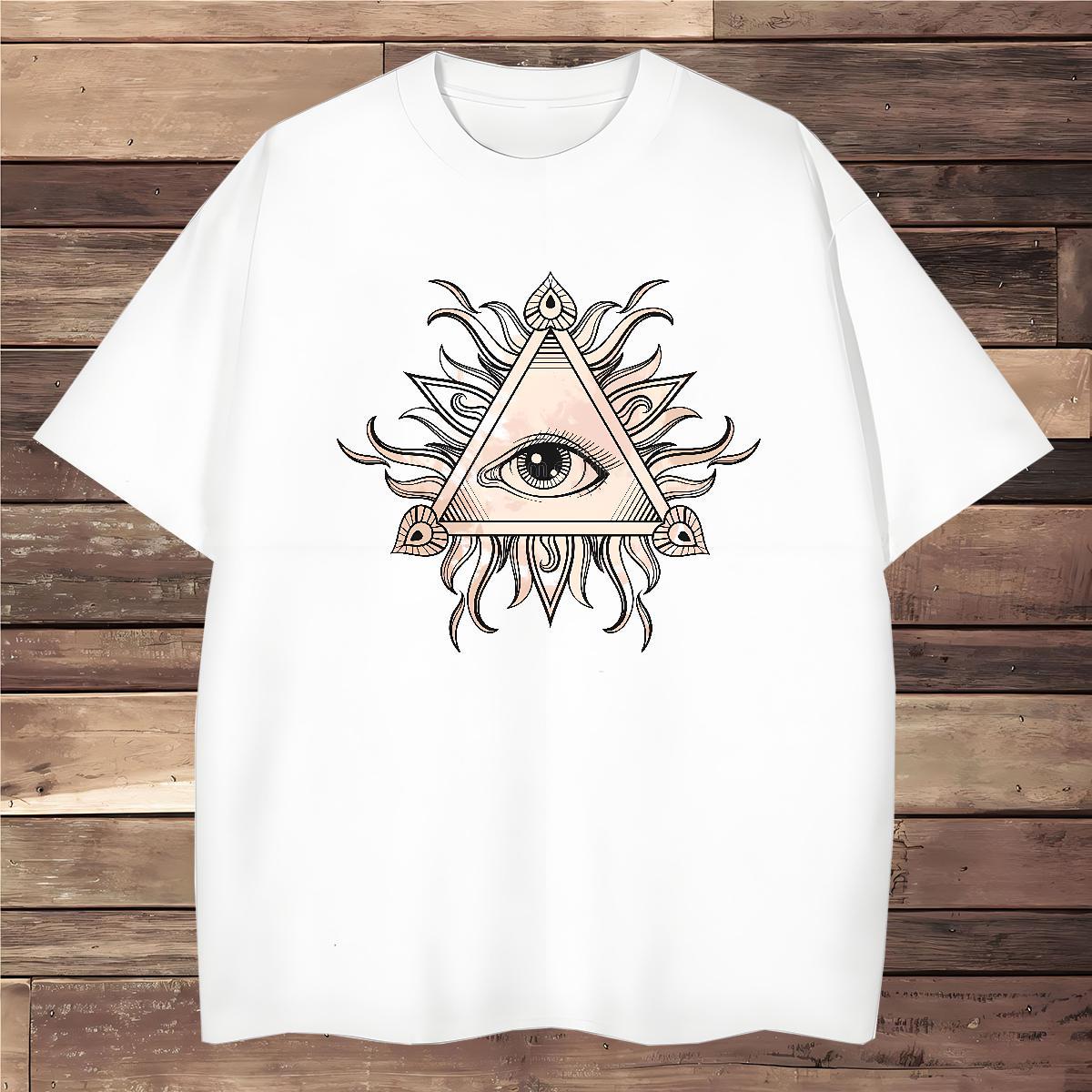 Wholesale T Shirts Men 100% Cotton 230g eye of the devil Casual Daily Wear DIY Anime Crew Neck Breathable Mens Tshirts 2024 Tops Shirt