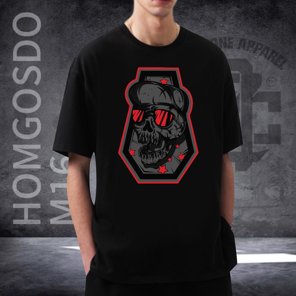 Free Shipping T-Shirts for Men 230g 100% Cotton skull Street Wear Customized Print Breathable Short Sleeve Men Tshirts Classic Casual Tops
