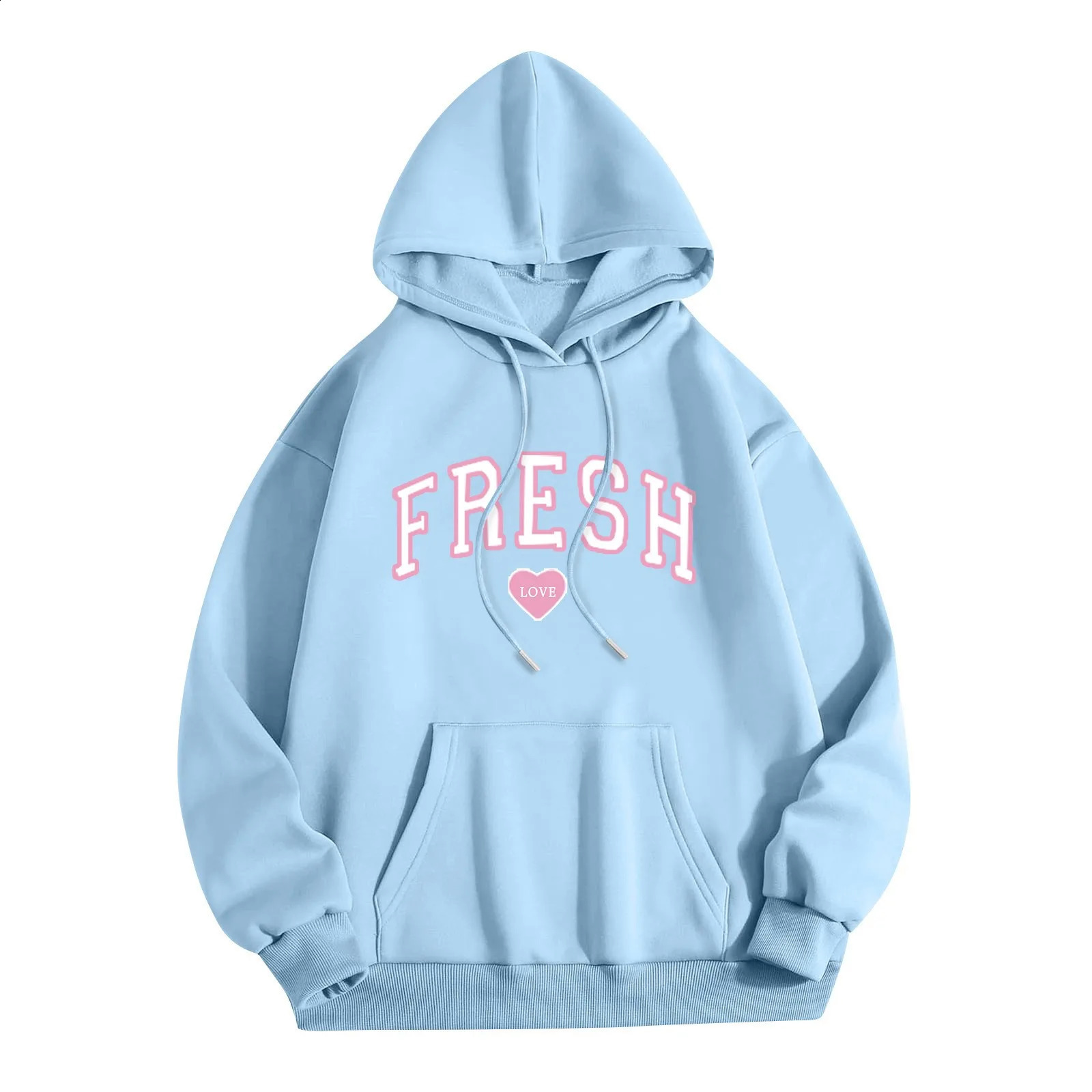 Womens Casual Streetwear Hoodie Fresh Love Printed Sports Shirt Autumn Winter Fashion Comfort Hoodies 240824