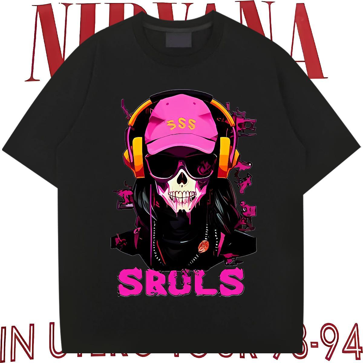 Classic Men T Shirts 230g Pure Cotton handset Street Cartoon Printing L-4XL Crew Neck Breathable Tshirts New Tee Shirt