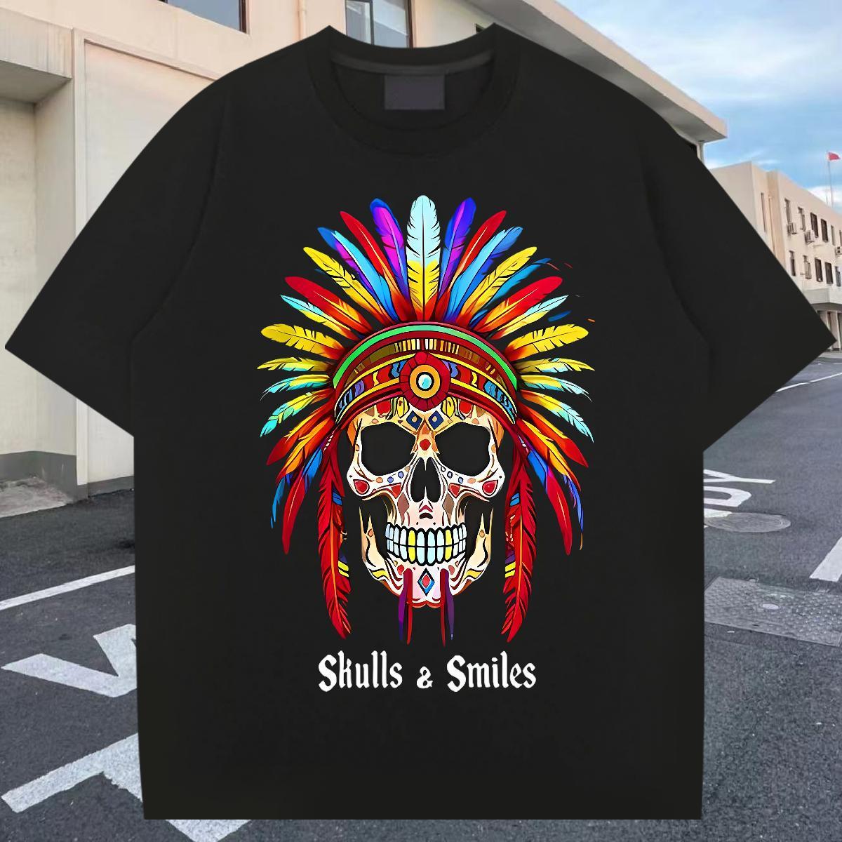 Cool Design T Shirt For Man 230g Pure Cotton skull Summer Casual Custom Printed O Neck Short Sleeves Men Tops Tees Designer Fashion Wear