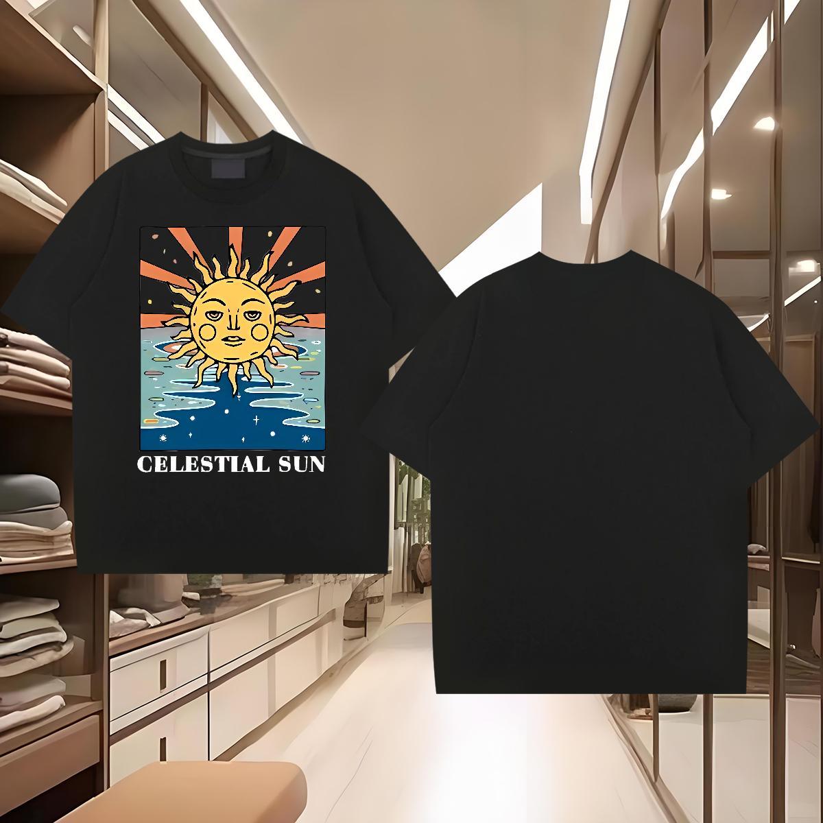 Customized Men Tops Tees sun Casual Beach 230g 100% Cotton Tops Shirt Breathable Crew Neck Free Shipping T-Shirts Cartoon Print