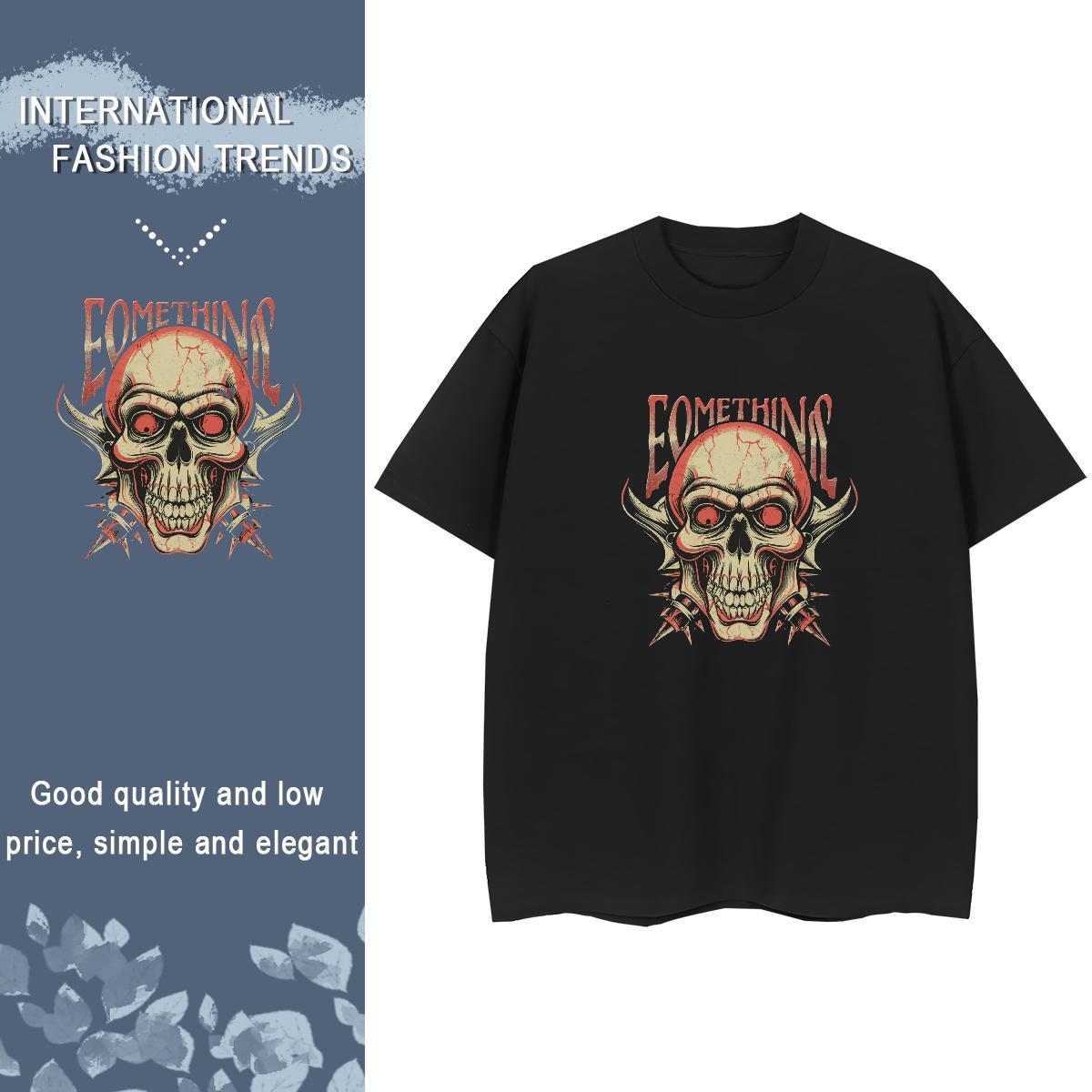 Classic Men T Shirts 230g Pure Cotton skull Street Cartoon Print Breathable Short Sleeve Men Tshirts DIY Customized Clothings
