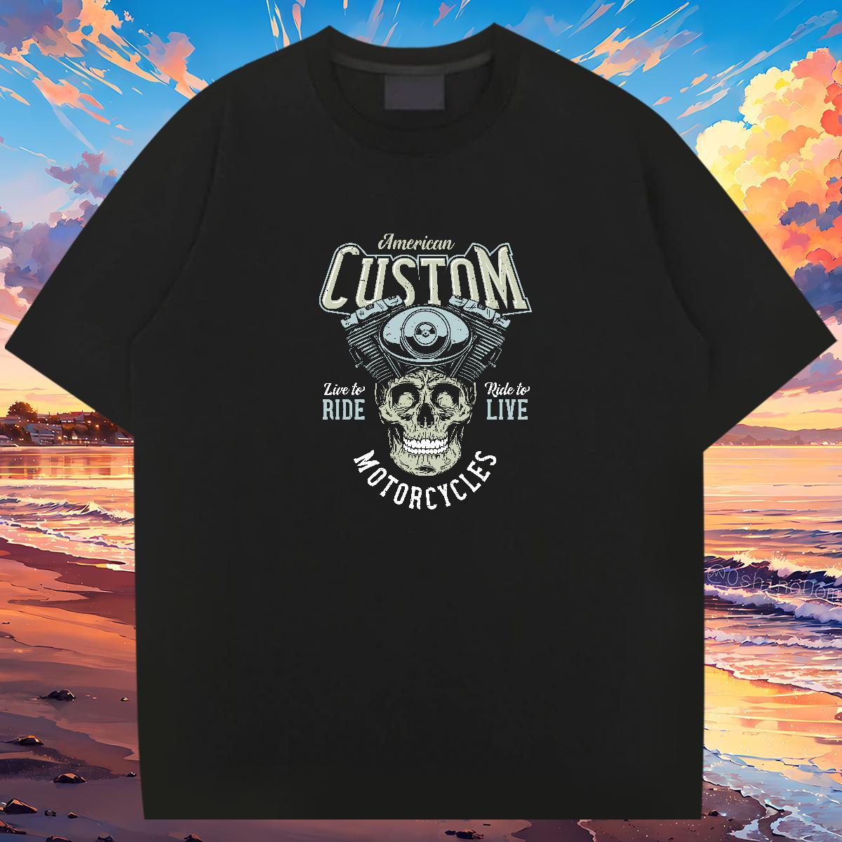 Wholesale T-Shirts for Men 230g Pure Cotton skull Anime Printing Street Oversized 4XL Breathable Crew Neck Men Tees Customized Tops