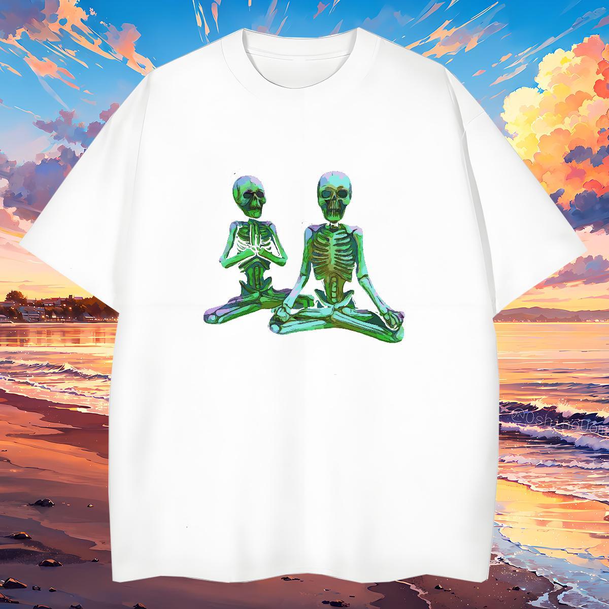 Cool T-Shirts 100% Cotton 230g skull Hip Hop Customized Print O Neck Short Sleeves Men Clothes T-Shirt New Arrival Tops Tees