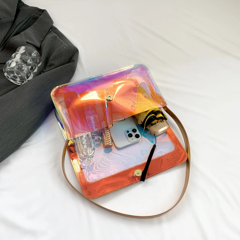 Fashion Transparent Shoulder Bag For Women 5 Colors Clear Waterproof Summer Beach Bag Underarm Purse Jelly Handbag 240824