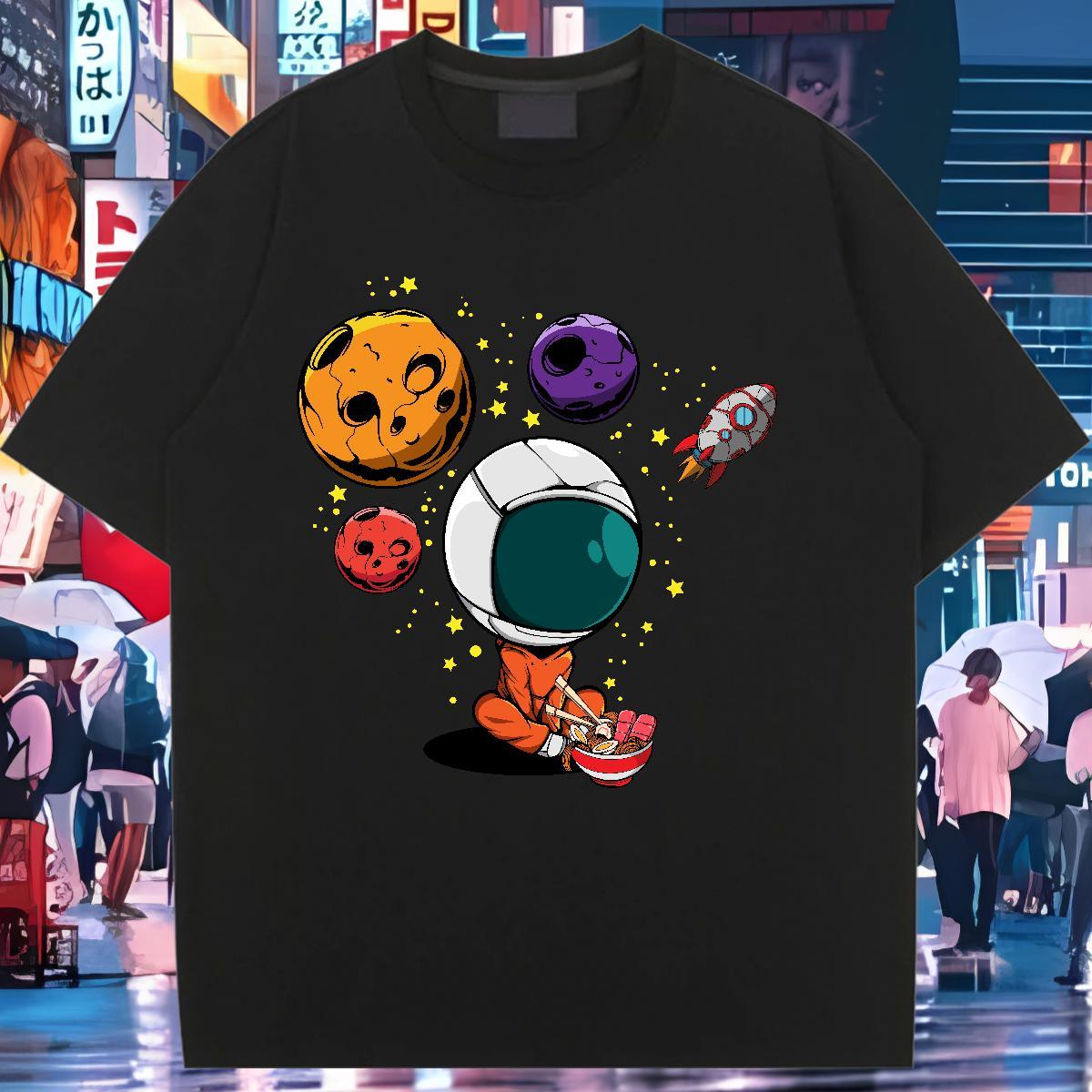 Soft Women Tshirts 230g 100% Cotton universe Street Casual Woman T Shirts Breathable Crew Neck Floral Print Clothings