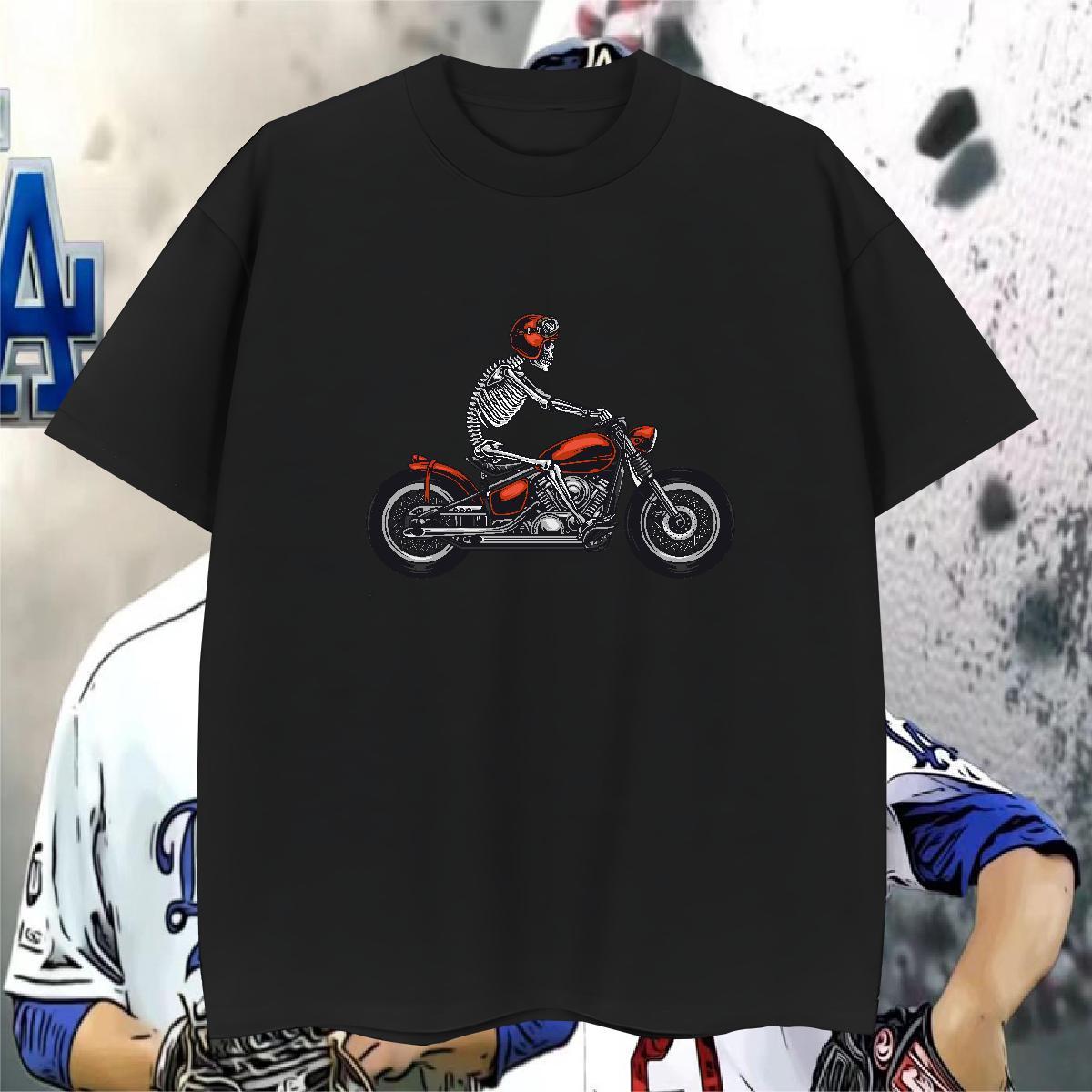 Comfortable T-Shirts 100% Cotton 230g skull Casual Daily Wear Floral Print Breathable Crew Neck Tshirts New Arrival Tees Shirts