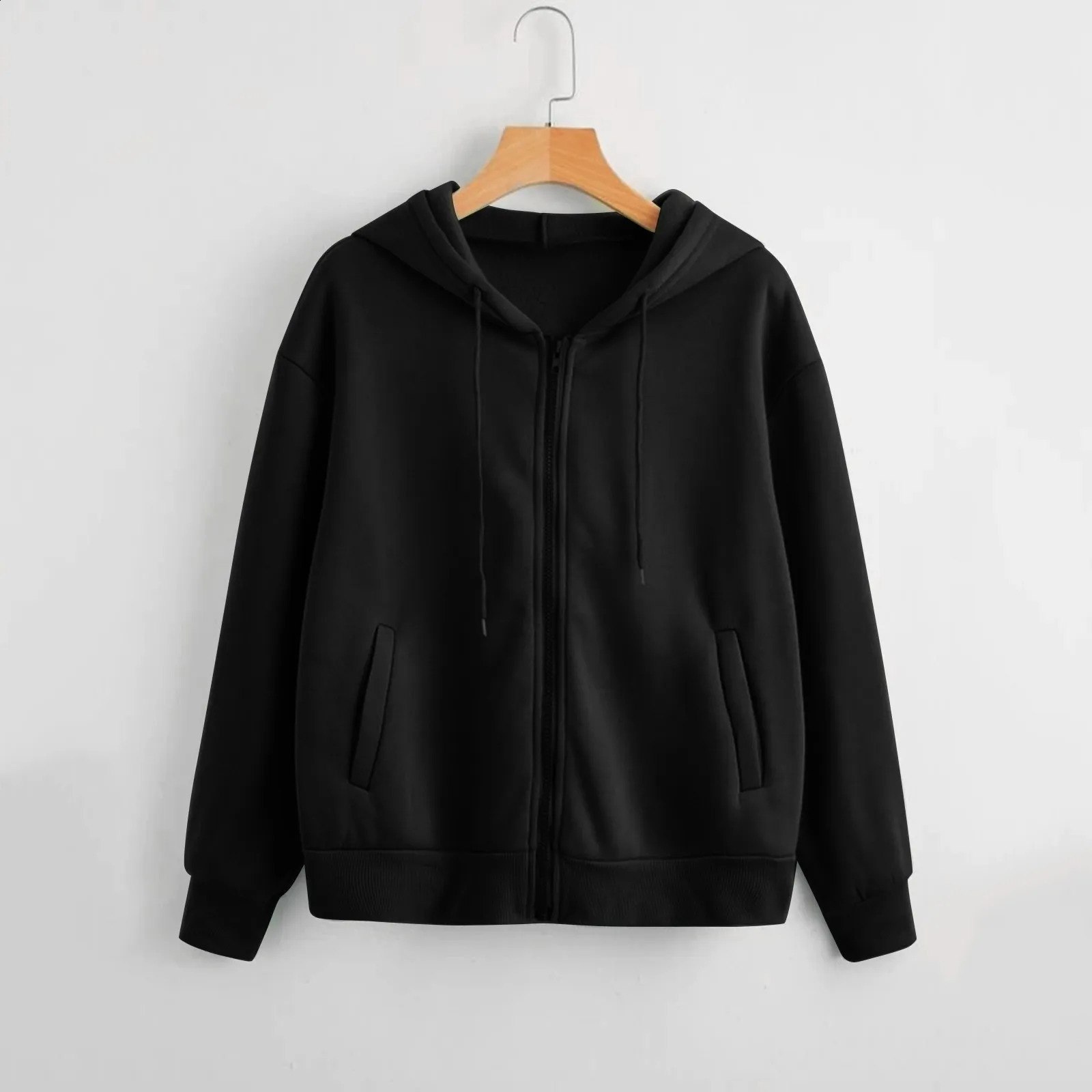Women Sweatshirt Hoodies Spring Fashion Casual White Gray Black Zipper Hooded Sweatshirt Long Sleeve Coat Pullovers 240824